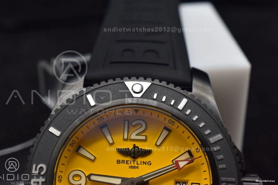 Bezel 1:1 Edition GoAnywhere Rubber on Black A Yellow 44 Dial Best Strap TF Automatic 1175 Superocean Black 0322